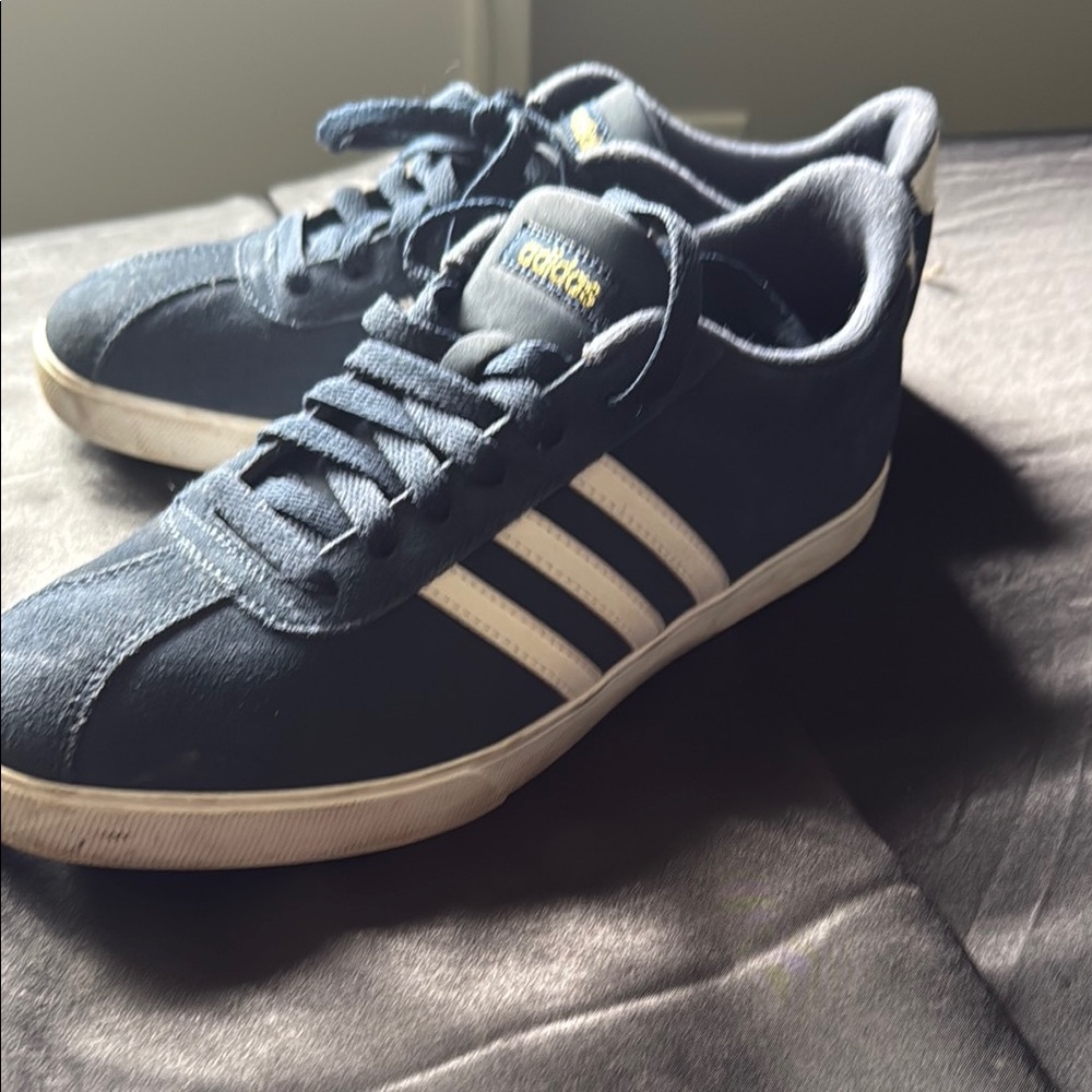Adidas Blue and White Sneakers Suede Low-Top